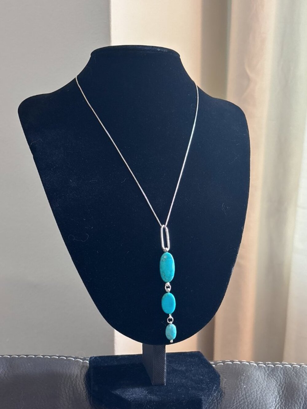 Vintage 925 Sterling Silver Turquoise Statement Necklace